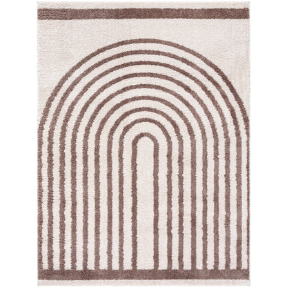 Fossay Chocolate and Cream Washable Modern Shaggy Rug