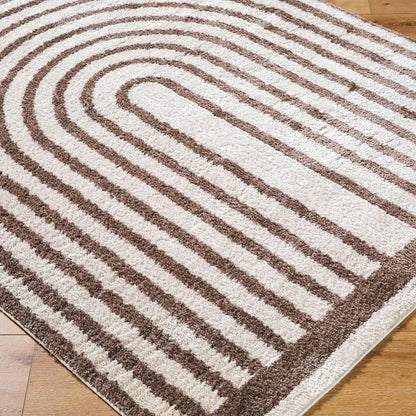 Fossay Chocolate and Cream Washable Modern Shaggy Rug