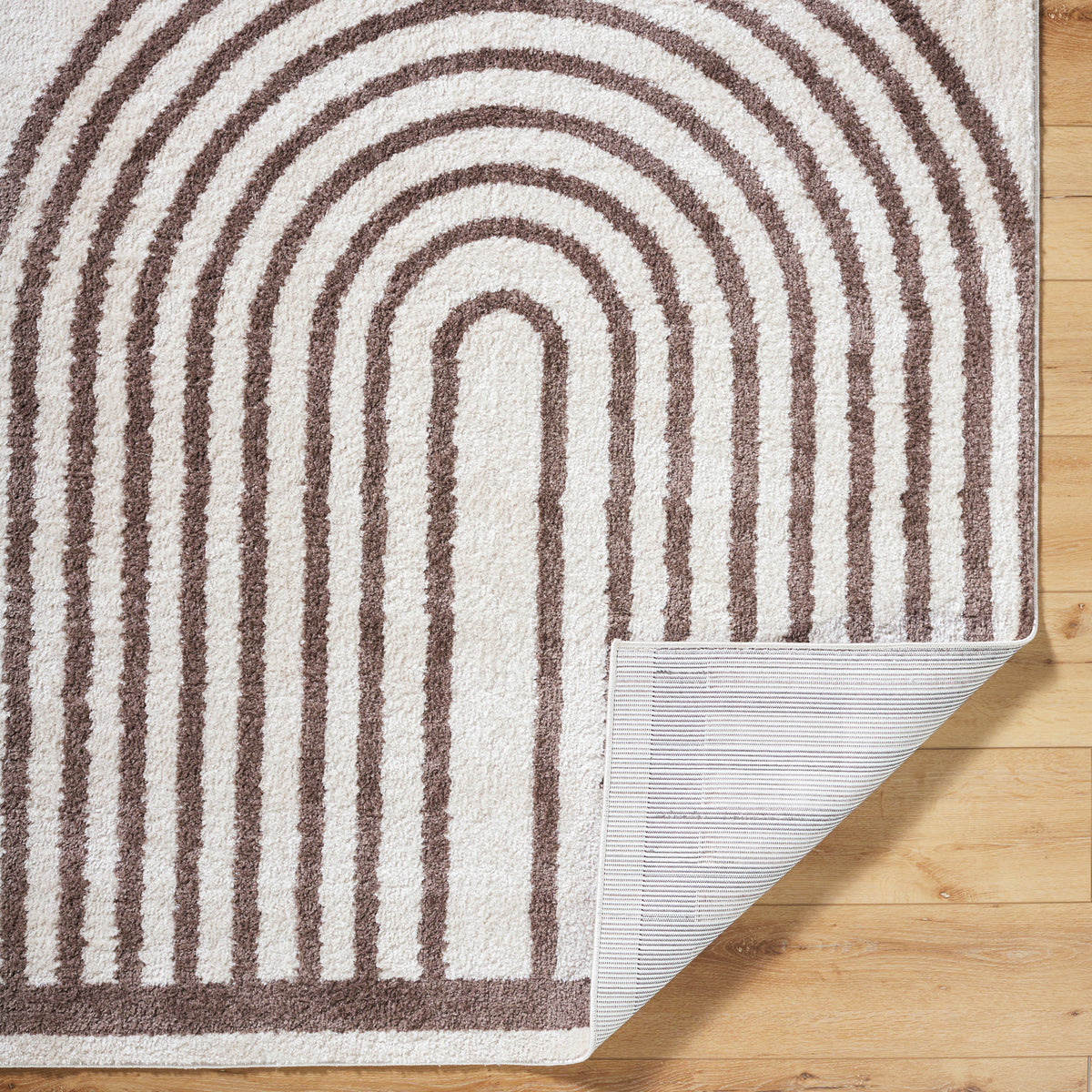 Fossay Chocolate and Cream Washable Modern Shaggy Rug