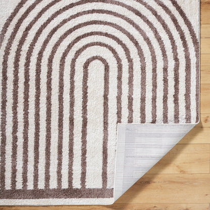 Fossay Chocolate and Cream Washable Modern Shaggy Rug