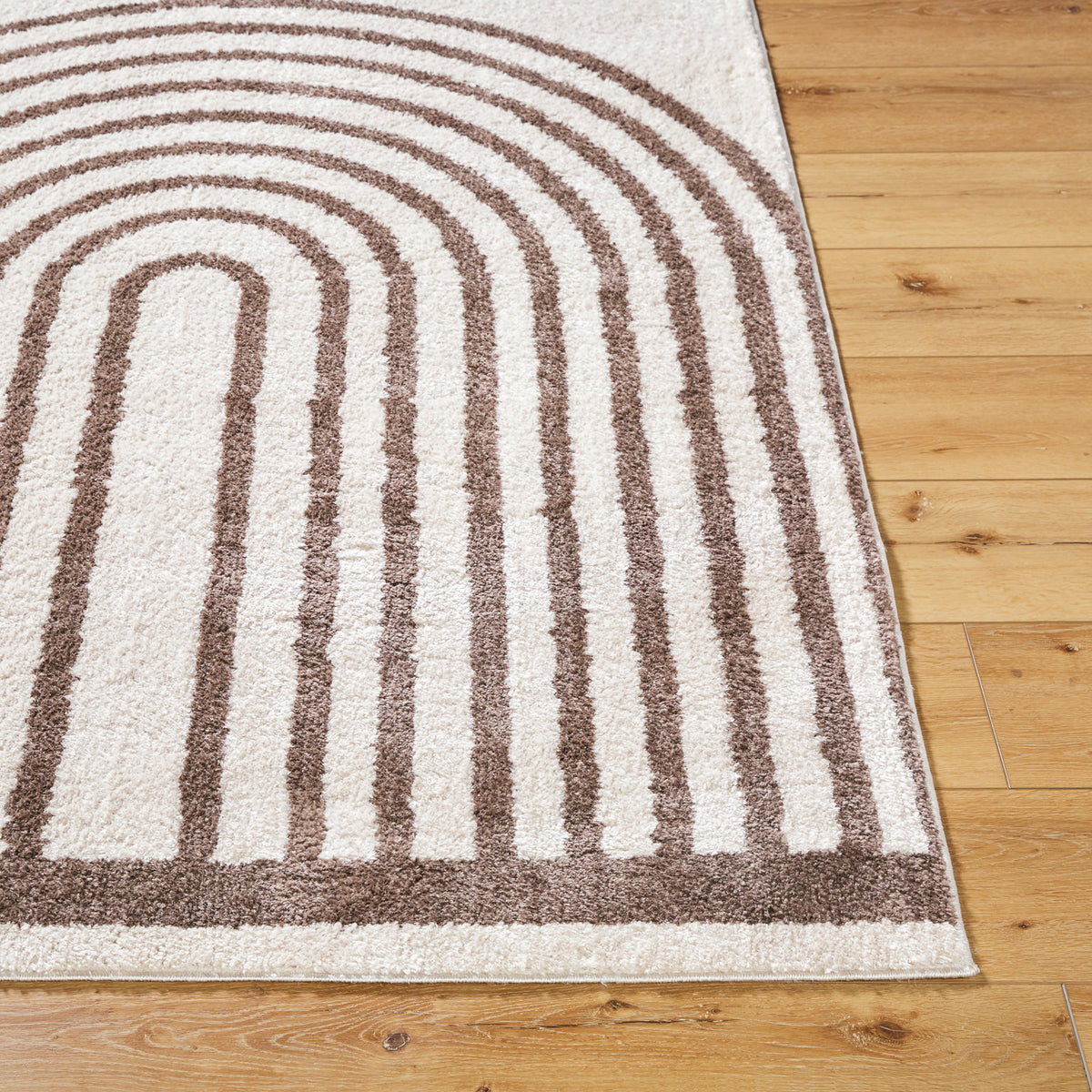 Fossay Chocolate and Cream Washable Modern Shaggy Rug