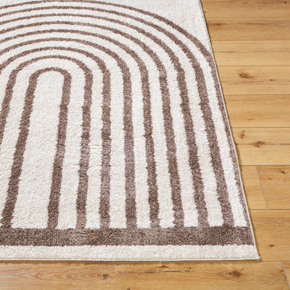 Fossay Chocolate and Cream Washable Modern Shaggy Rug