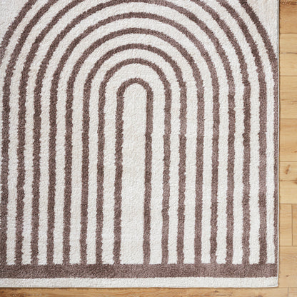 Fossay Chocolate and Cream Washable Modern Shaggy Rug