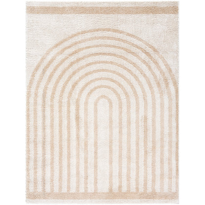 Fossay Beige and Cream Washable Modern Shaggy Rug