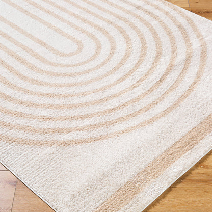 Fossay Beige and Cream Washable Modern Shaggy Rug