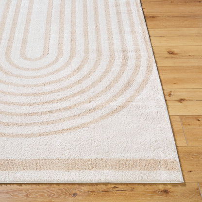 Fossay Beige and Cream Washable Modern Shaggy Rug