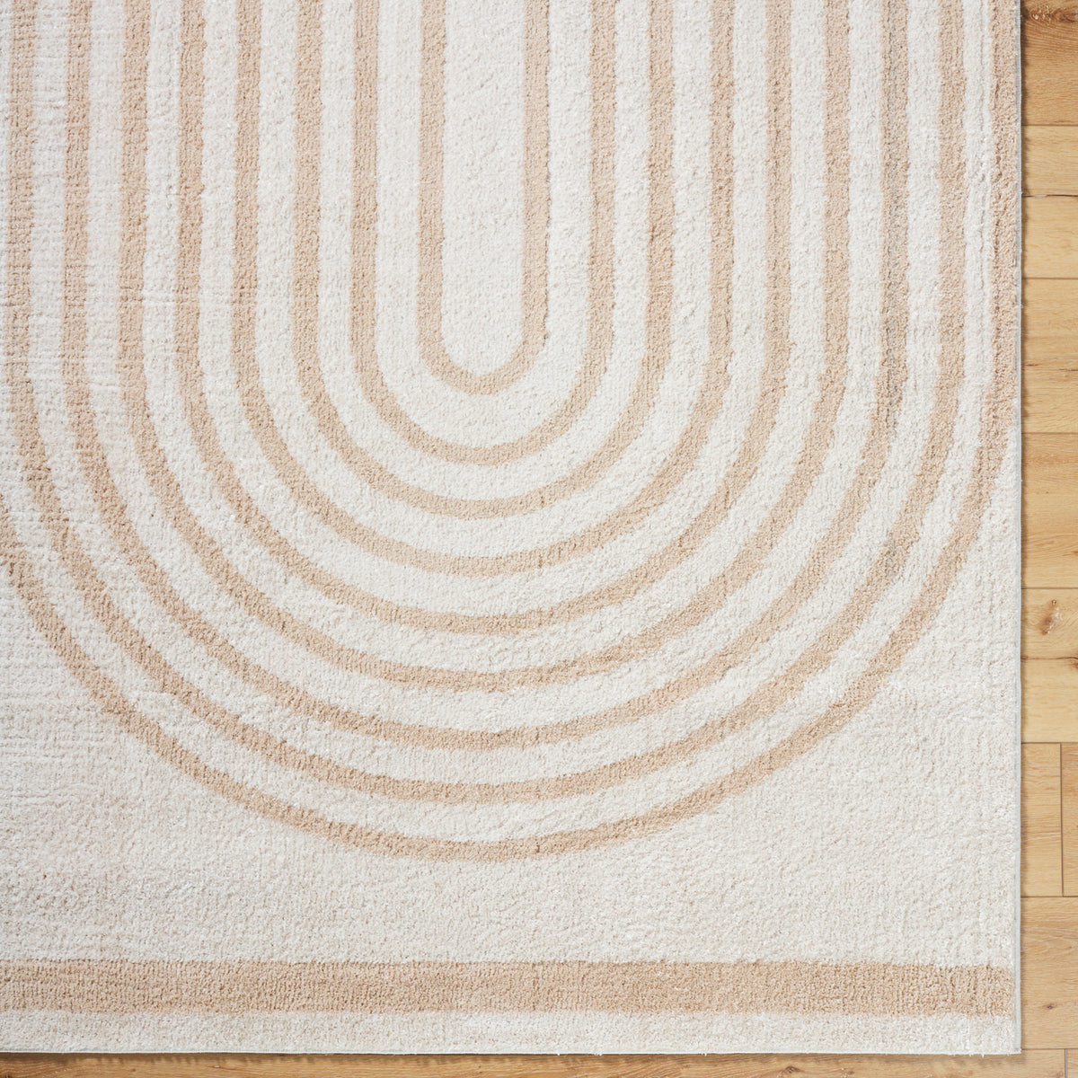 Fossay Beige and Cream Washable Modern Shaggy Rug