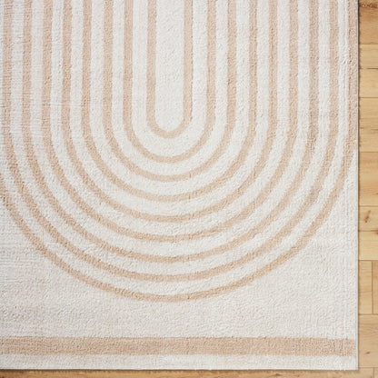 Fossay Beige and Cream Washable Modern Shaggy Rug