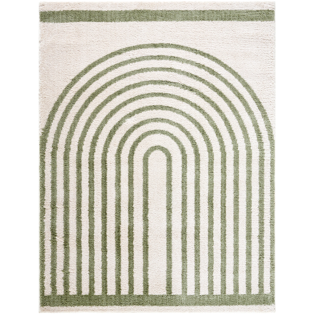 Fossay Forrest and Cream Washable Modern Shaggy Rug