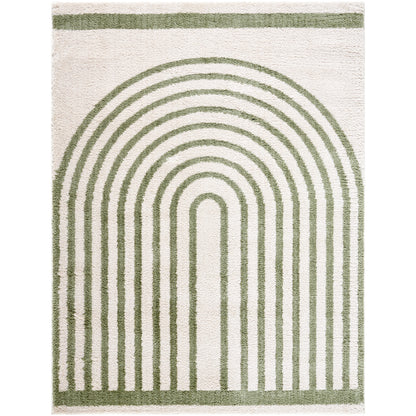Fossay Forrest and Cream Washable Modern Shaggy Rug