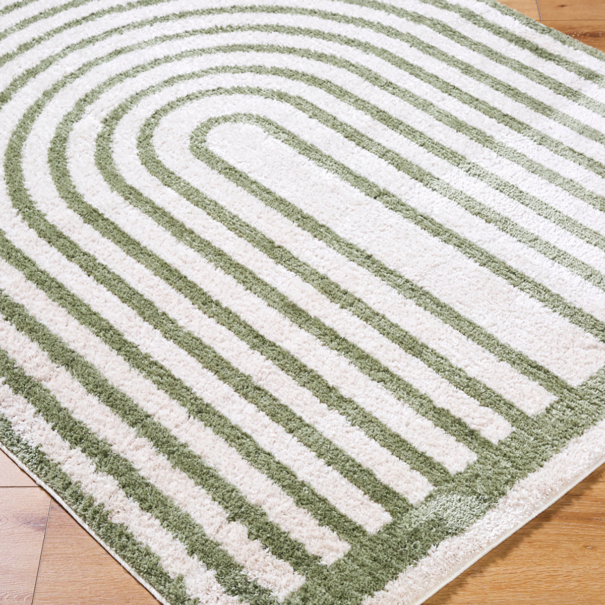 Fossay Forrest and Cream Washable Modern Shaggy Rug