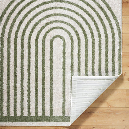 Fossay Forrest and Cream Washable Modern Shaggy Rug