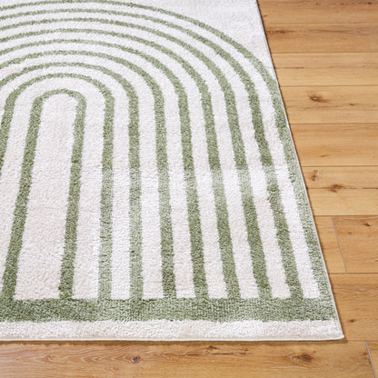 Fossay Forrest and Cream Washable Modern Shaggy Rug