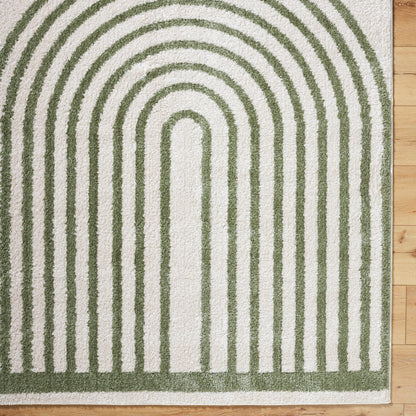 Fossay Forrest and Cream Washable Modern Shaggy Rug