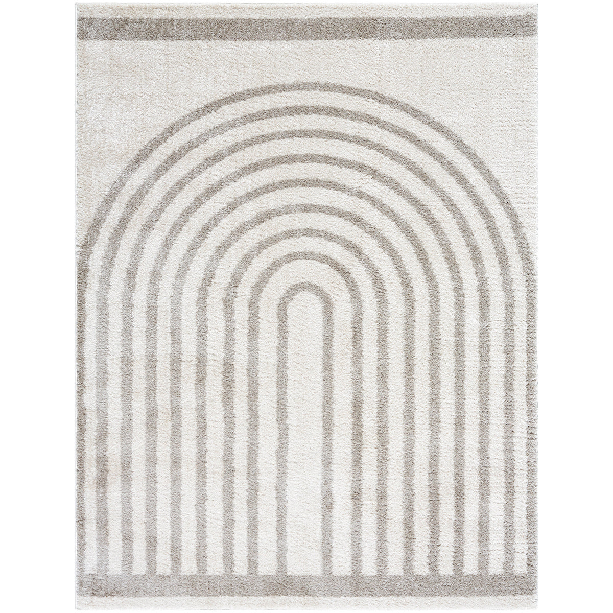 Fossay Grey and Cream Washable Modern Shaggy Rug