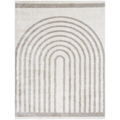 Fossay Grey and Cream Washable Modern Shaggy Rug