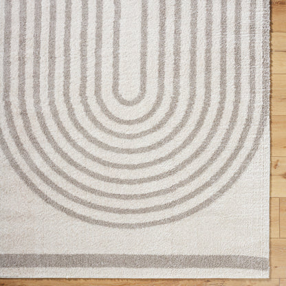 Fossay Grey and Cream Washable Modern Shaggy Rug