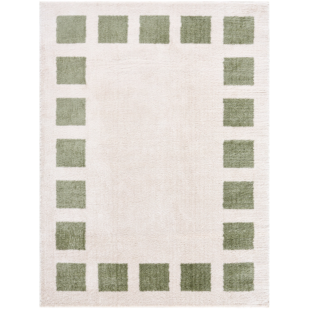Fossay Olive and  Cream Washable Modern Shaggy Rug