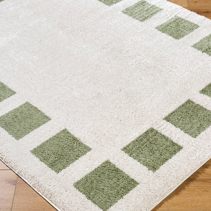 Fossay Olive and  Cream Washable Modern Shaggy Rug