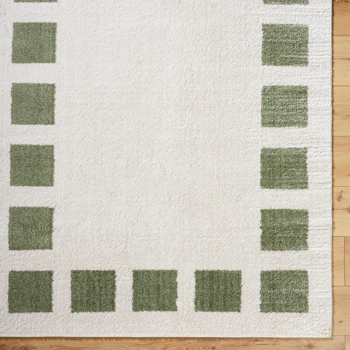 Fossay Olive and  Cream Washable Modern Shaggy Rug