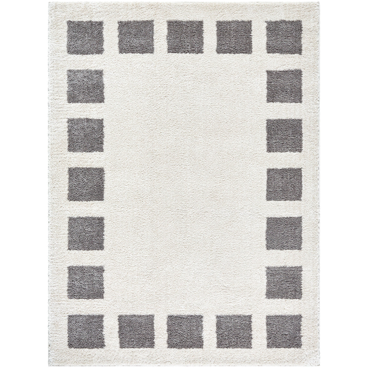 Fossay Grey and  Cream Washable Modern Shaggy Rug