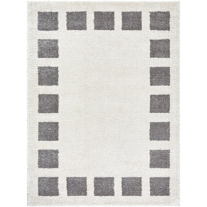 Fossay Grey and  Cream Washable Modern Shaggy Rug