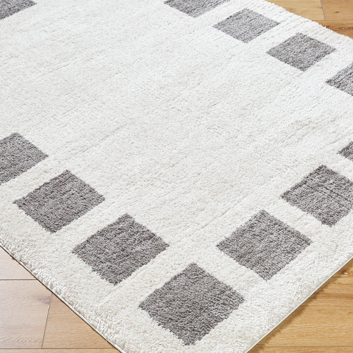 Fossay Grey and  Cream Washable Modern Shaggy Rug