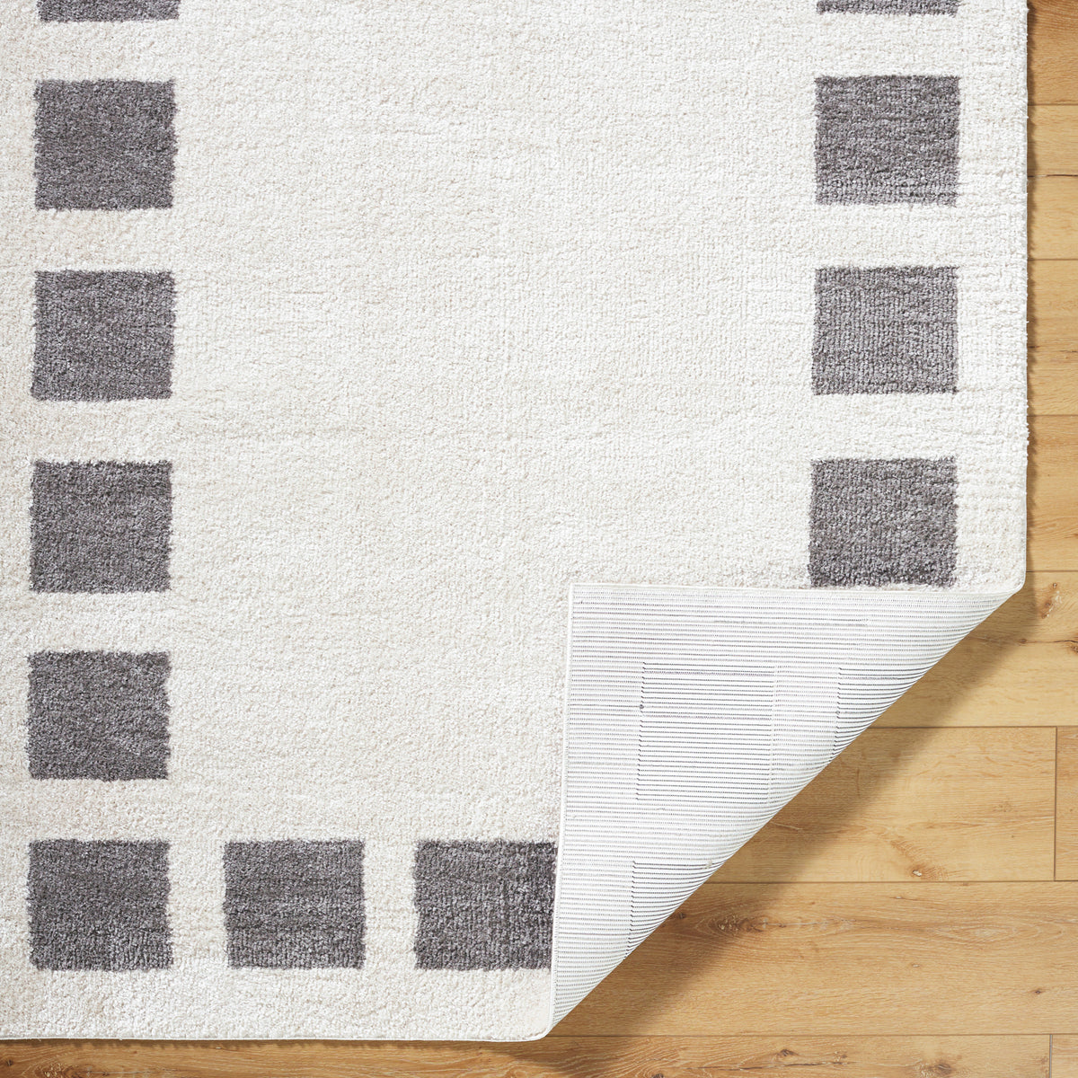 Fossay Grey and  Cream Washable Modern Shaggy Rug