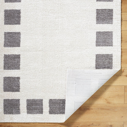Fossay Grey and  Cream Washable Modern Shaggy Rug