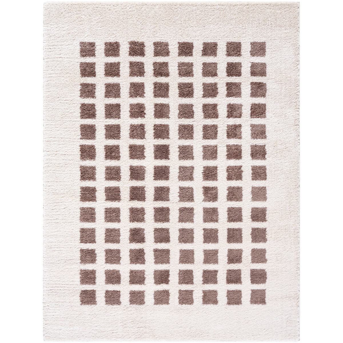 Fossay Cream and Dark Brown  Washable Modern Shaggy Rug