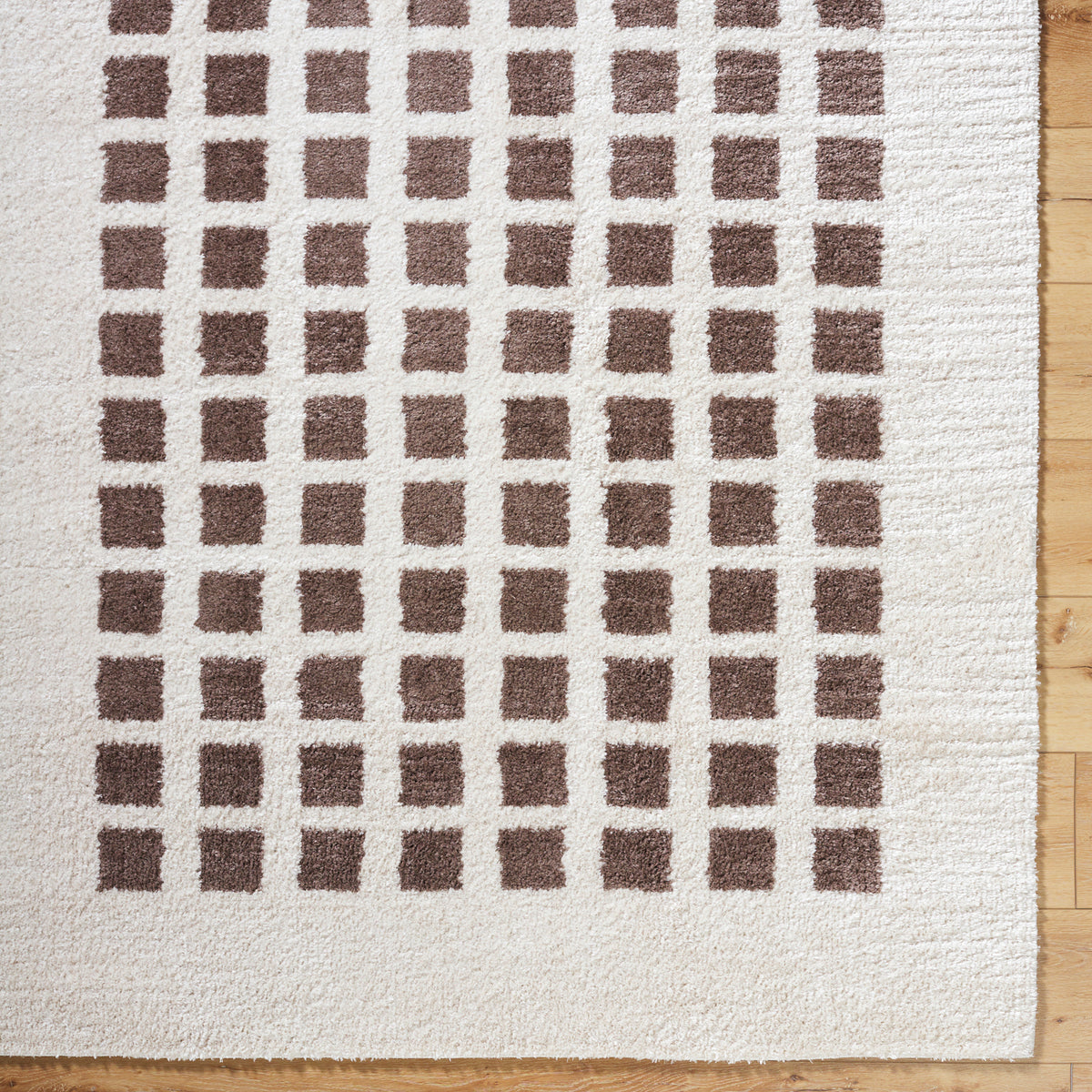 Fossay Cream and Dark Brown  Washable Modern Shaggy Rug