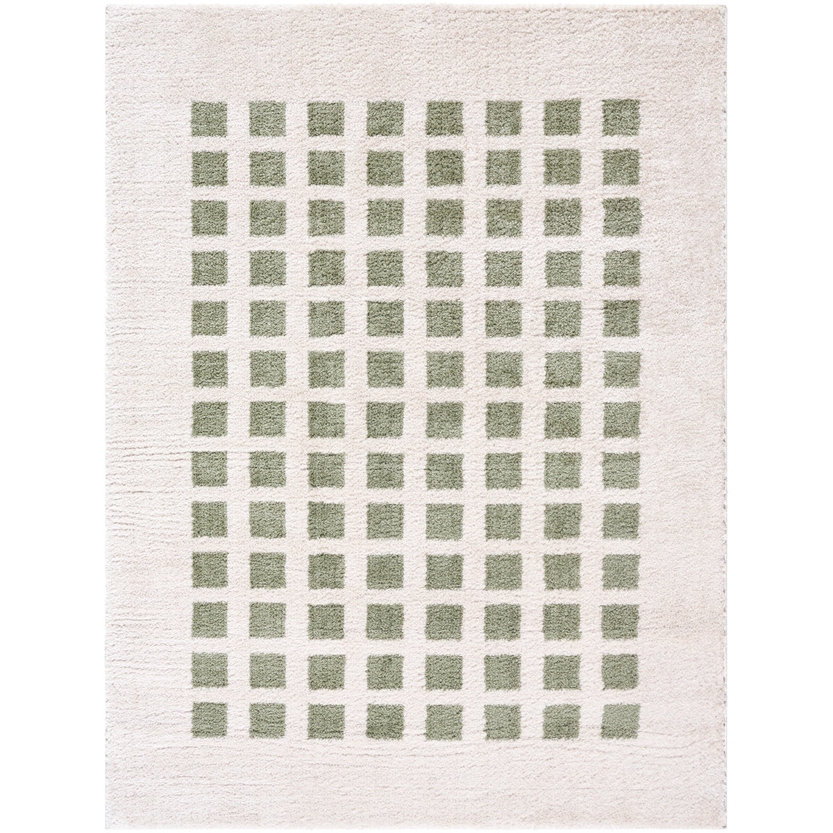 Fossay Cream and Green  Washable Modern Shaggy Rug
