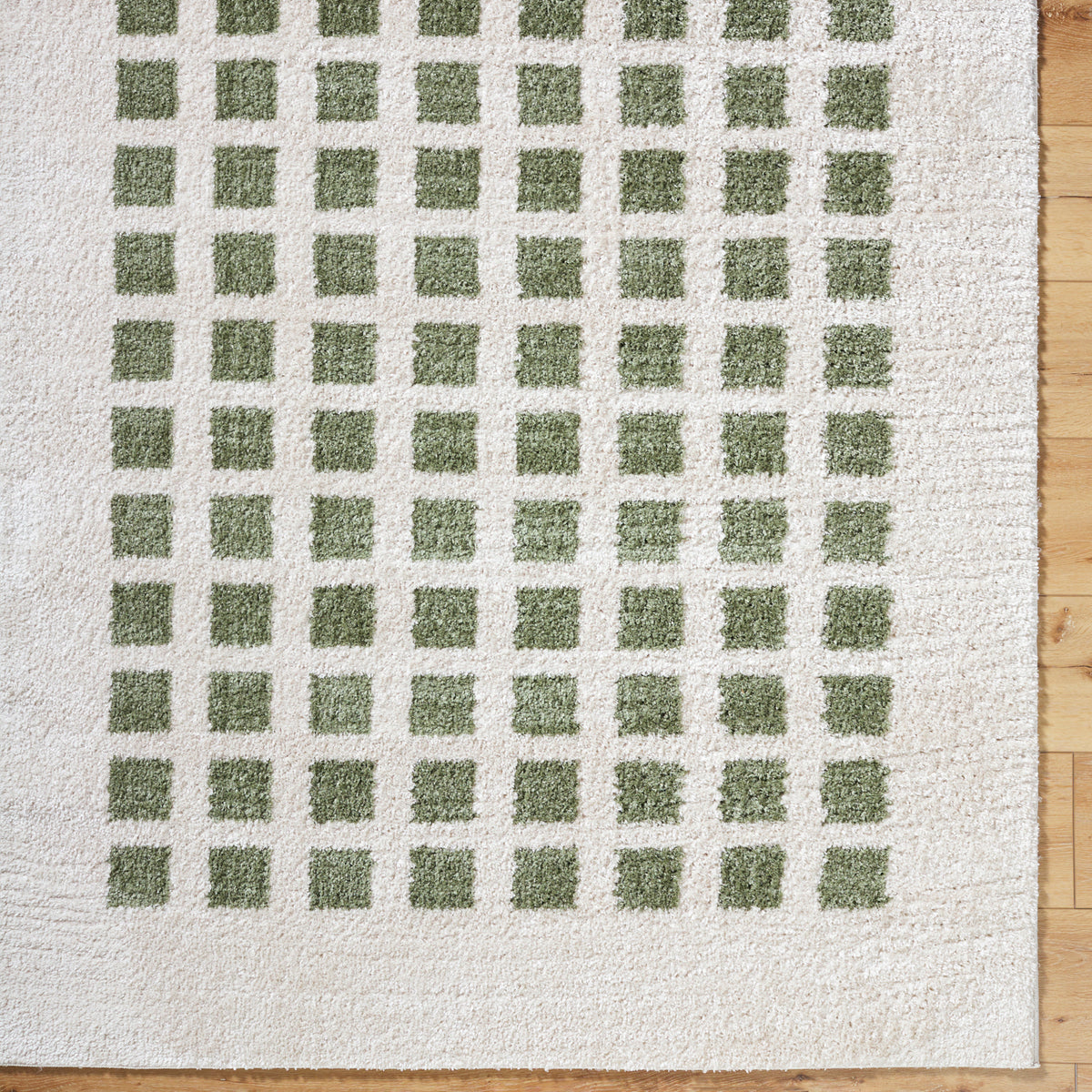 Fossay Cream and Green  Washable Modern Shaggy Rug