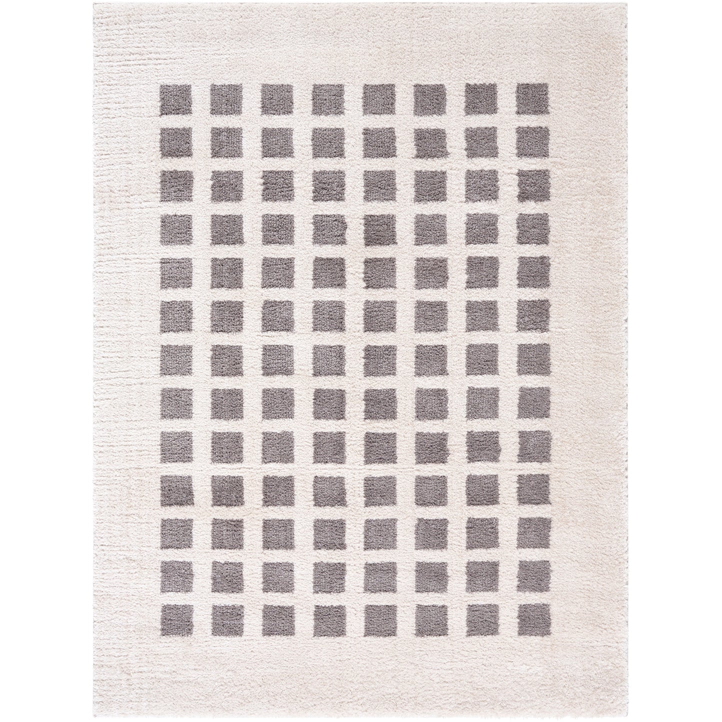 Fossay Cream and Charcoal Washable Modern Shaggy Rug