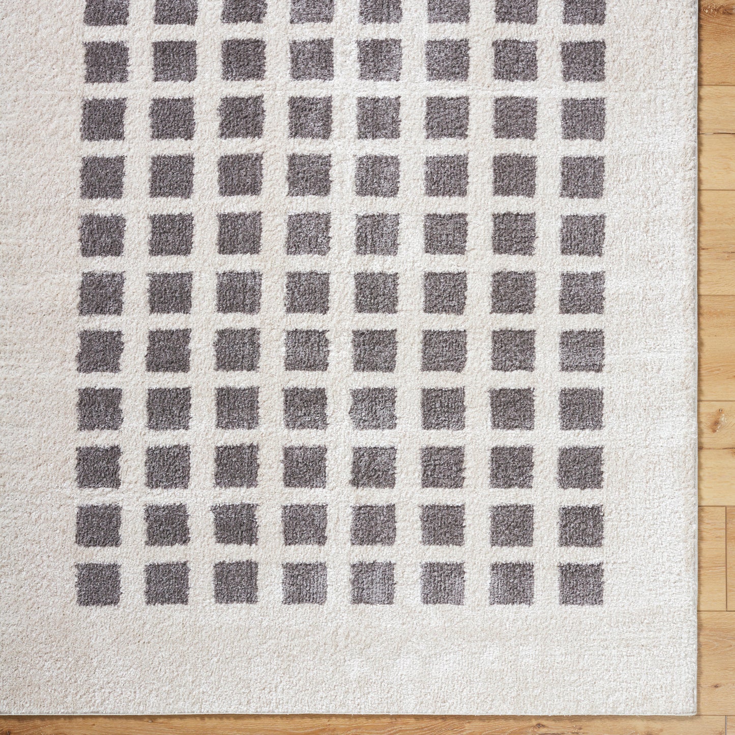 Fossay Cream and Charcoal Washable Modern Shaggy Rug