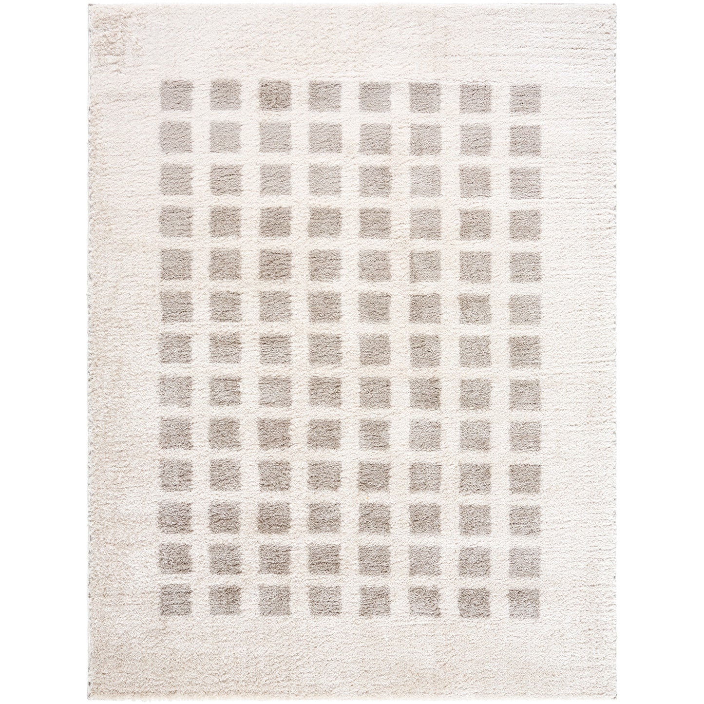 Fossay Cream and Grey Washable Modern Shaggy Rug