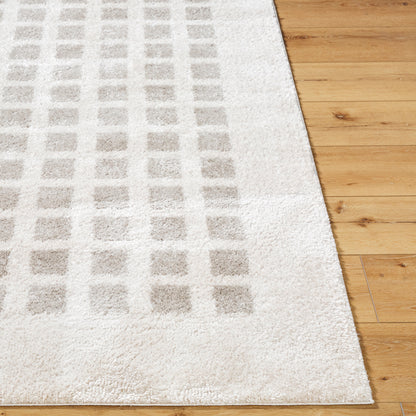 Fossay Cream and Grey Washable Modern Shaggy Rug