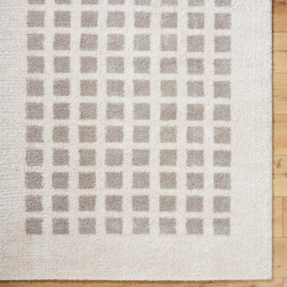 Fossay Cream and Grey Washable Modern Shaggy Rug