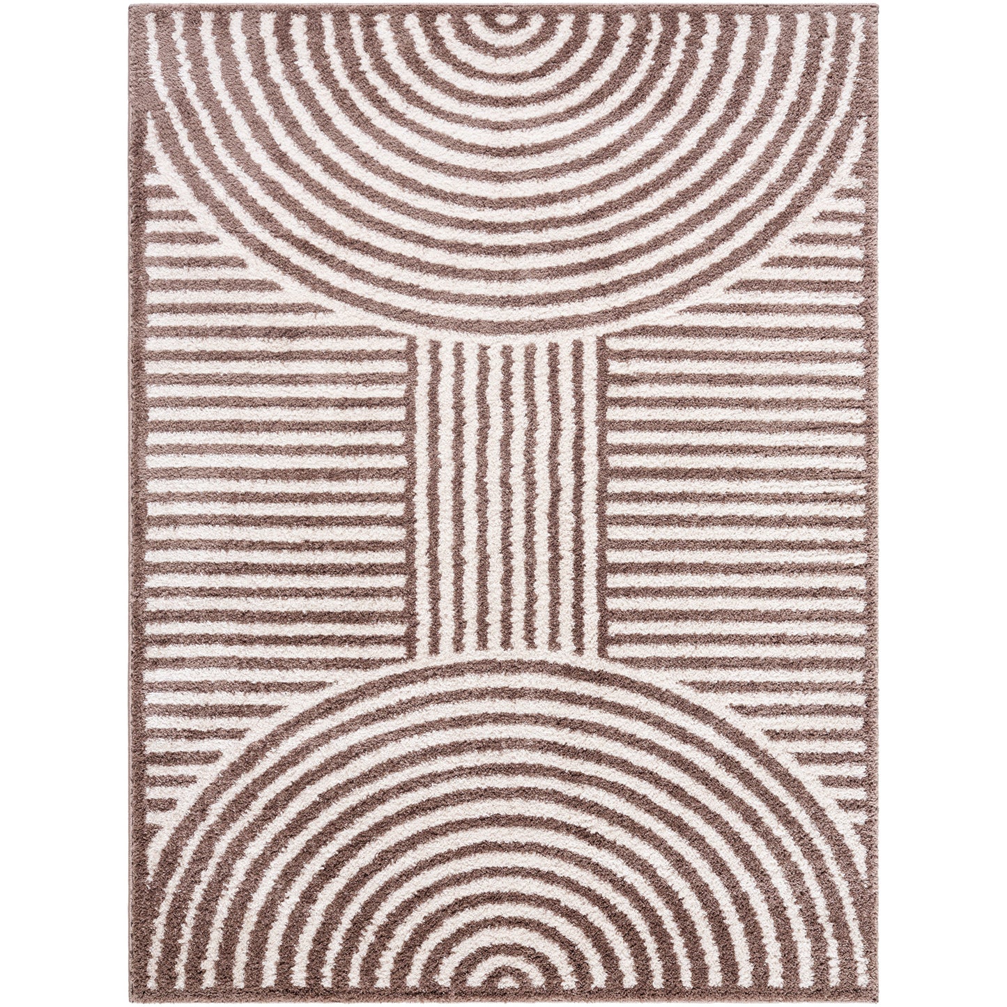 Fossay Brown and Beige Washable Modern Shaggy Rug