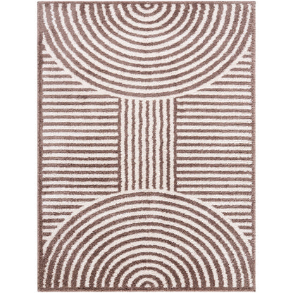 Fossay Brown and Beige Washable Modern Shaggy Rug