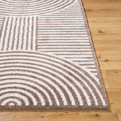 Fossay Brown and Beige Washable Modern Shaggy Rug