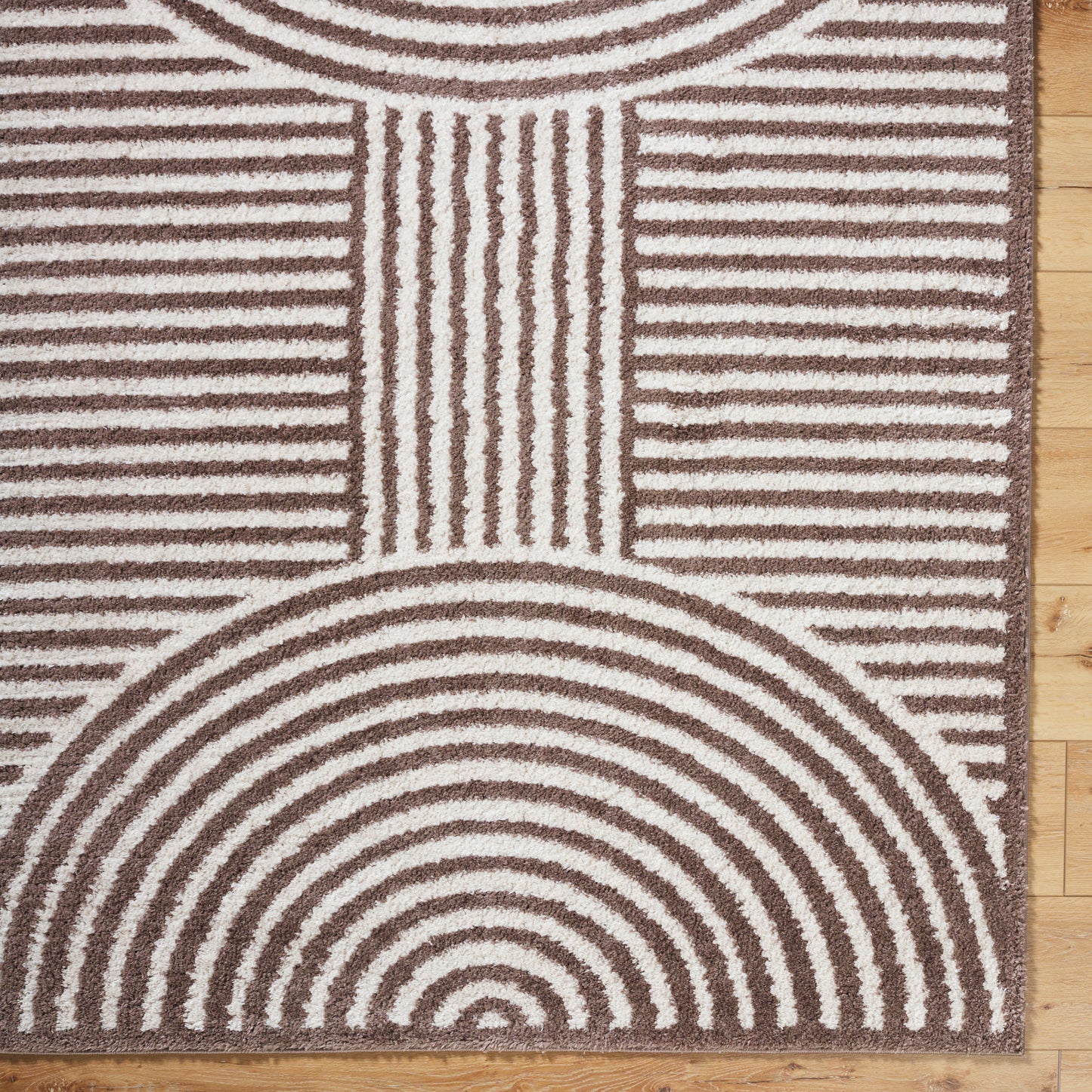 Fossay Brown and Beige Washable Modern Shaggy Rug