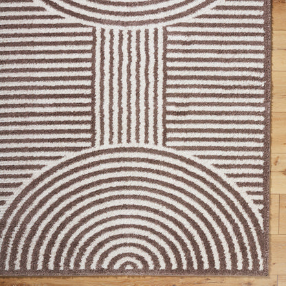 Fossay Brown and Beige Washable Modern Shaggy Rug
