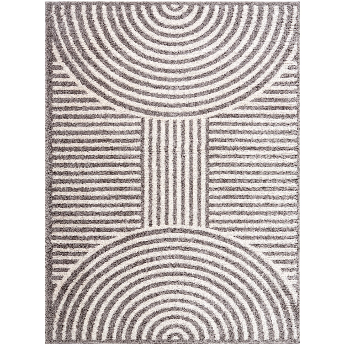 Fossay Grey Cream and Washable Modern Shaggy Rug