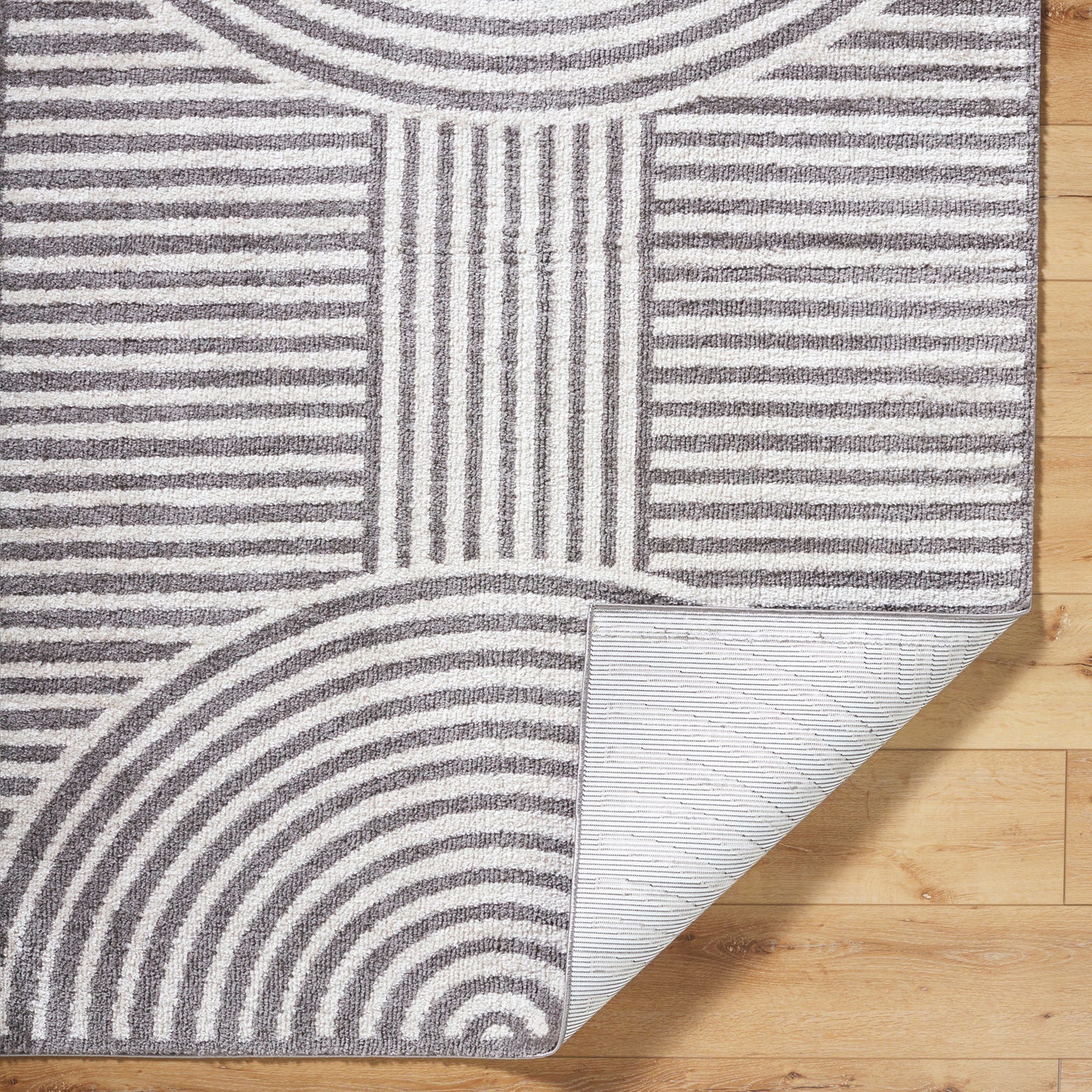 Fossay Grey Cream and Washable Modern Shaggy Rug
