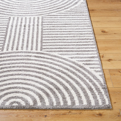 Fossay Grey Cream and Washable Modern Shaggy Rug
