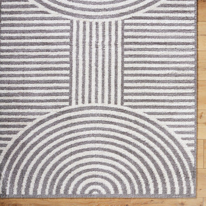 Fossay Grey Cream and Washable Modern Shaggy Rug