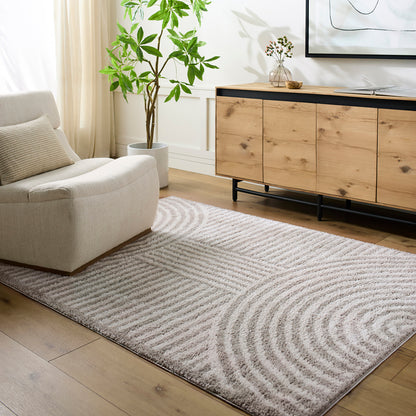 Fossay Dove Grey Cream and Washable Modern Shaggy Rug