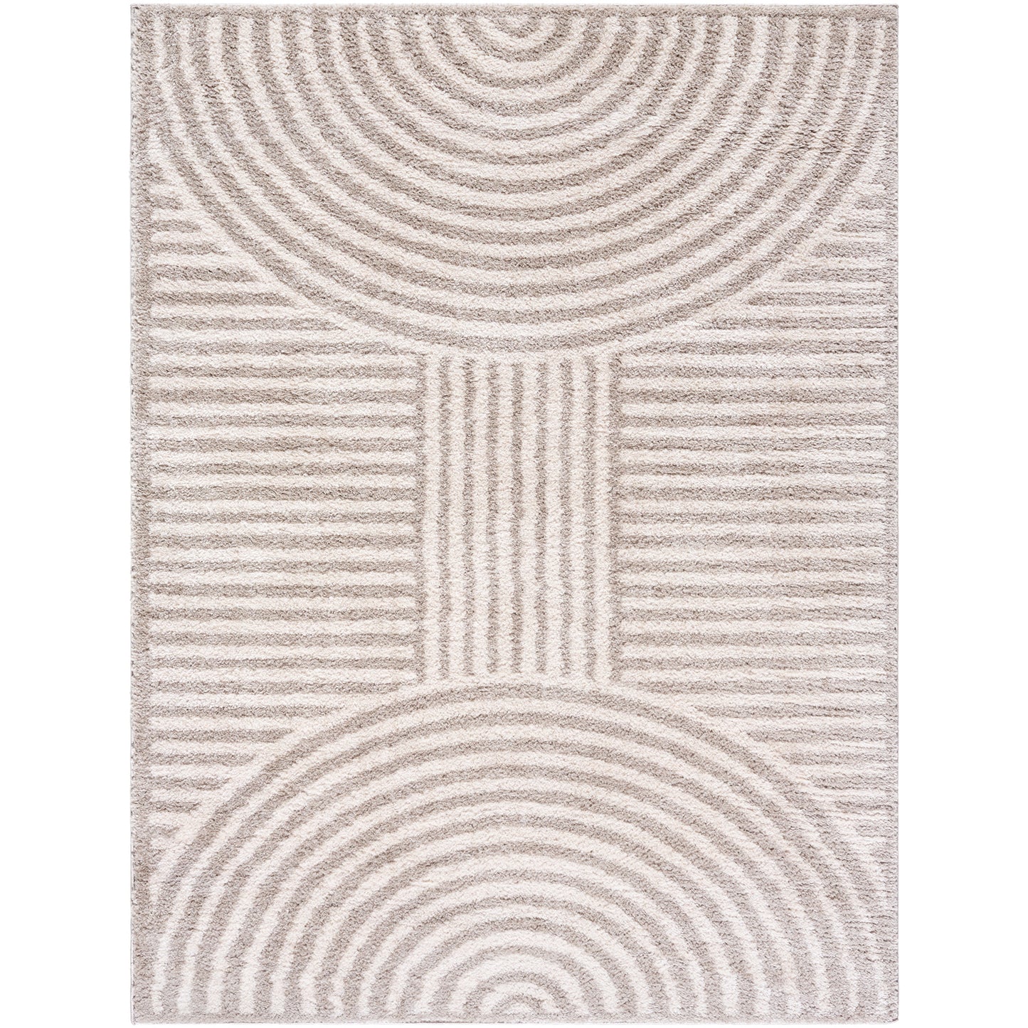Fossay Dove Grey Cream and Washable Modern Shaggy Rug