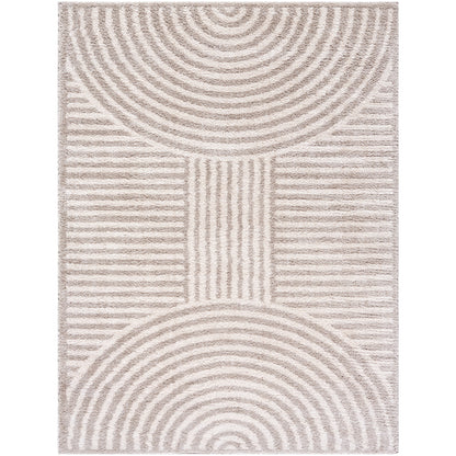 Fossay Dove Grey Cream and Washable Modern Shaggy Rug